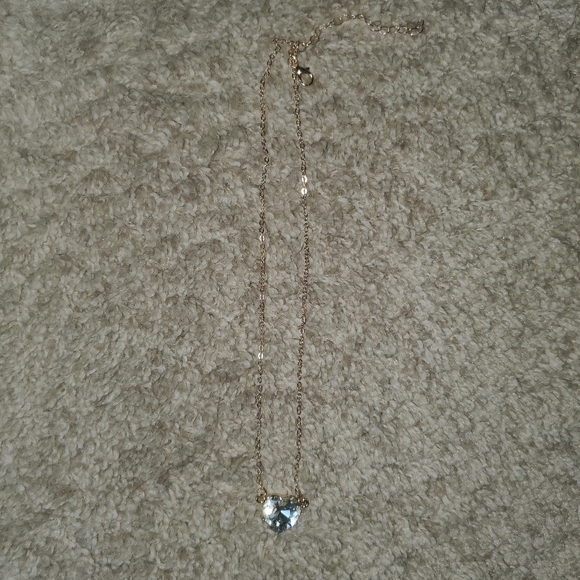 Gold heart crystal necklace